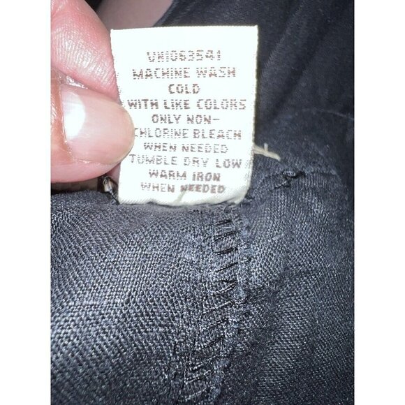 LINDEN HILL Womens Black Drawstring Pocket Crop Summer 100% Linen Pants Sz 16 - Picture 12 of 12